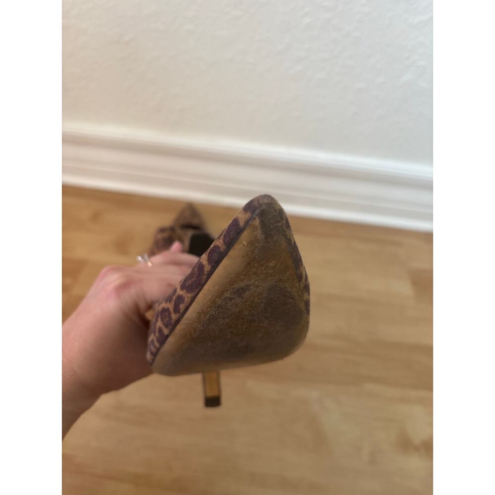 Good American $125 Tan & Brown Leopard Print Pointed Toe Pumps Heel Shoe Sz 9 - Picture 11 of 11